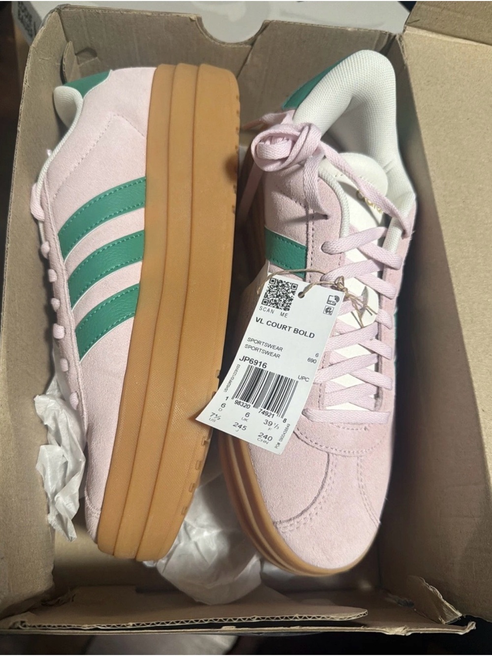 adidas VL Court Bold Pink and Green Platform Sneakers